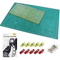 Alfombrilla de Corte A3 +Cúter Rotativo + Cuchilla de Repuesto + Patchwork de Regla + Abrazadera de Plástico(10 unidades…